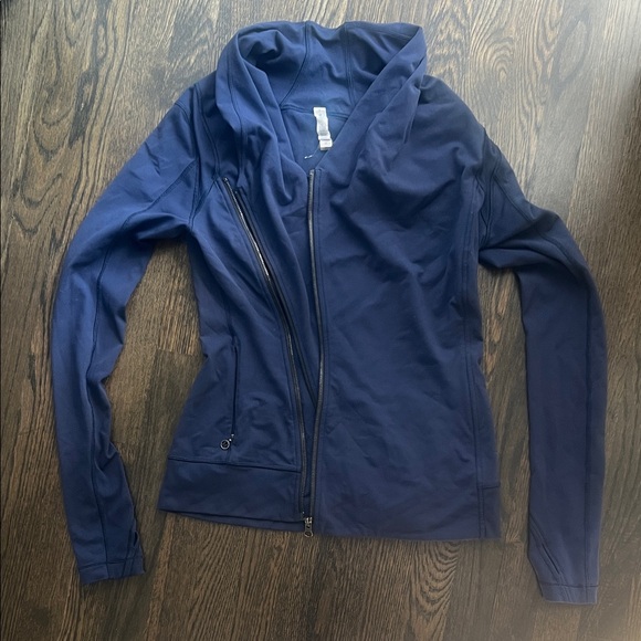 lululemon athletica Jackets & Blazers - Lululemon Bhakti Yoga Jacket 8 Navy Asymmetrical Active Athleisure Athletic